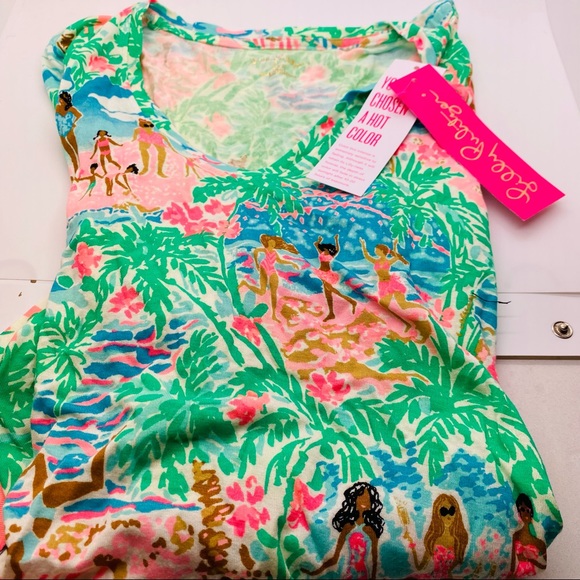 NWT Lilly Pulitzer PJ Knit LS Top Let’s Get Together Knit XXS Relaxed Fit - Picture 6 of 16